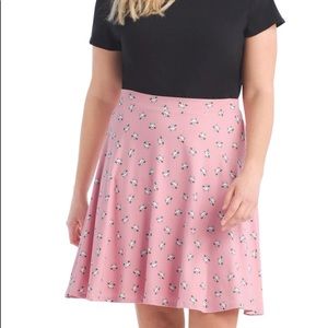 2X 3X pink CAT rockabilly preppy FLARE knit Skirt
